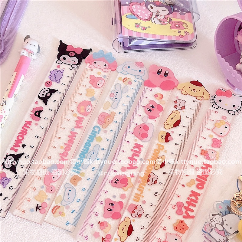 -Straight double layer acrylic ruler, essential measurement stationery ...