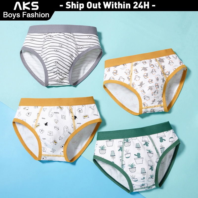 AKS Fashion 4 Pcs Set Boy Underwear for Kids 7 Yrs Old 100% Cotton ...