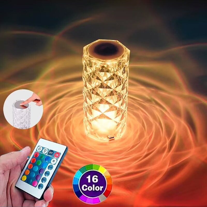 LED 16 Colors Crystal Table Lamp Rose Light Romantic Atmosphere Light