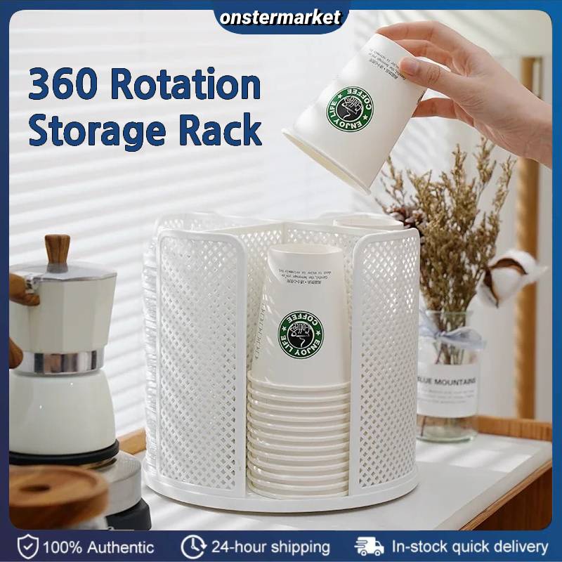 360 Rotation Disposable Cup and Lid Holder Multifunctional Storage Rack ...
