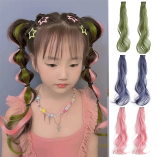 Hair Extensions Clips Wig Clip Extension Rainbow Unicorn Girls Braided  Colored Wigs Braiding Little Girl Fake Pieces