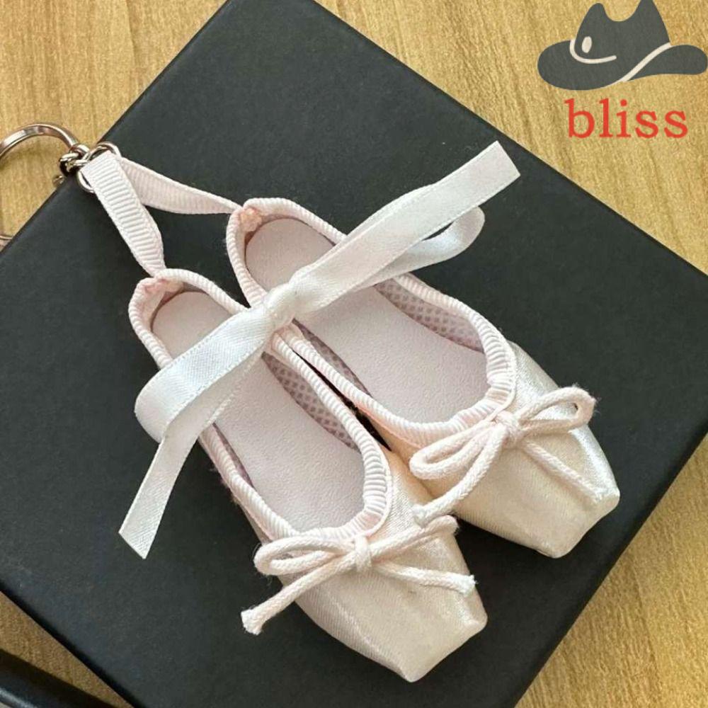 BLISS Pointe Shoe Keychain, Mini Ballet Shoe Simulation Satin Ballet