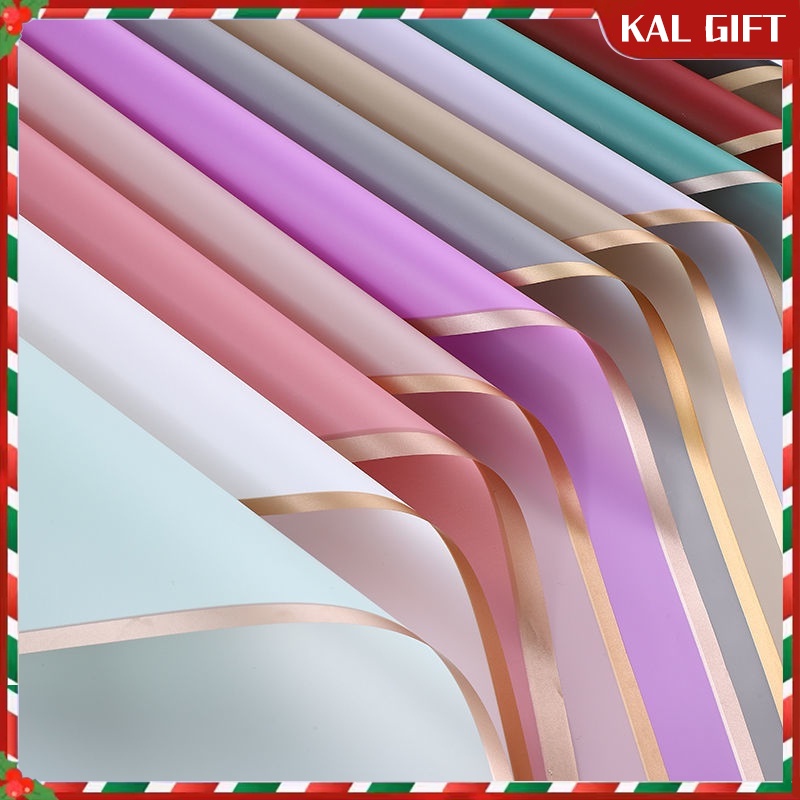 KAL GIFT 20pcs Wrapping Paper Gold Border Jelly Color Packaging Paper