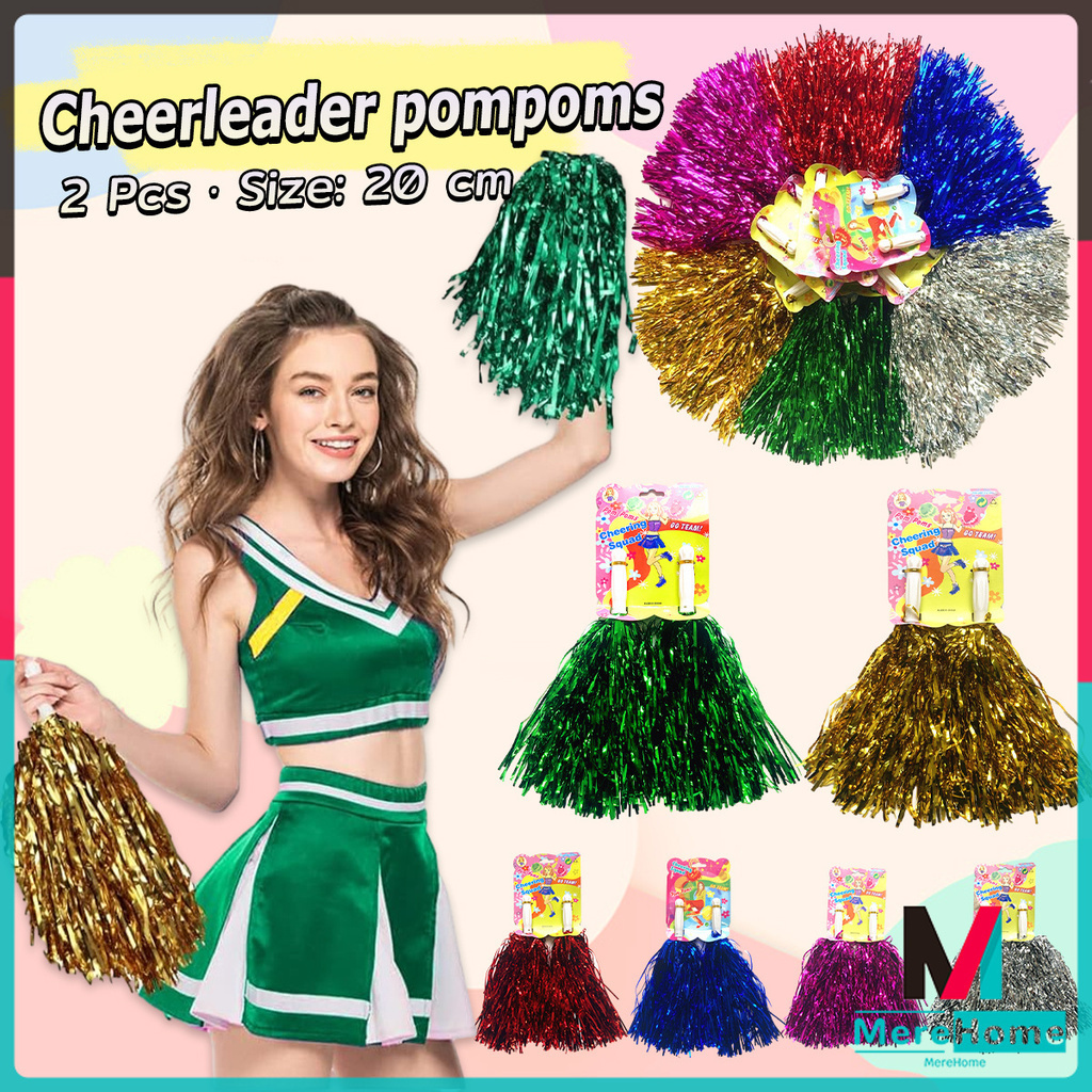 Cheerleader Metallic Foil PomPoms with Handle for Sports Cheers Ball ...