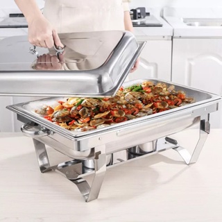 Rectangular Porcelain Casserole Warming Trays for Food, Chafers and Buffet  Warmers Sets, Gold Plating Serving Dishes