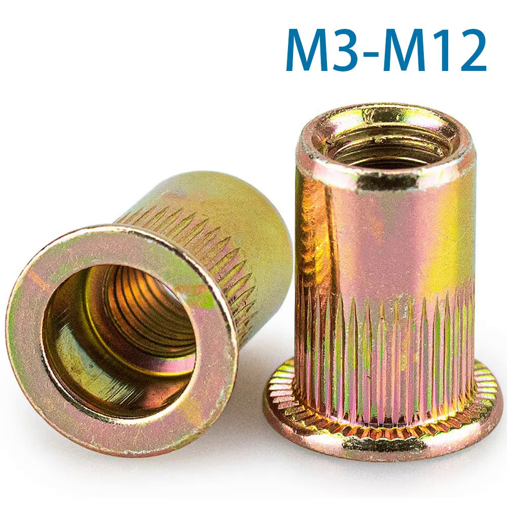 YY 10-50Pcs M3 M4 M5 M6 M8 M10 M12 Zinc Plated Carbon Steel Rivnut Flat ...