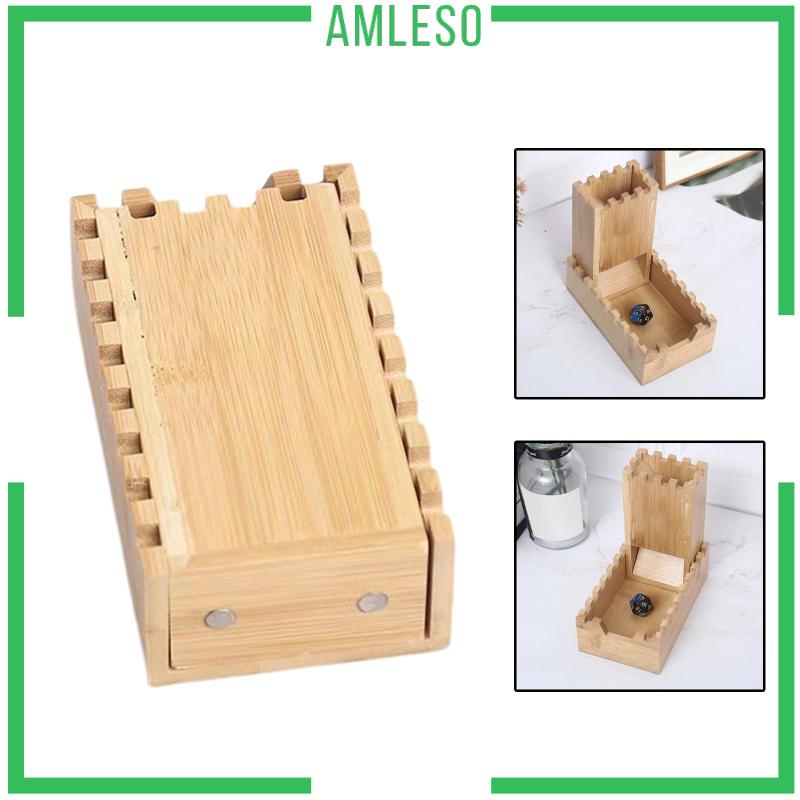 [Amleso] Bamboo Dice Foldable Dice Tray Wooden Rolling Case for RPG