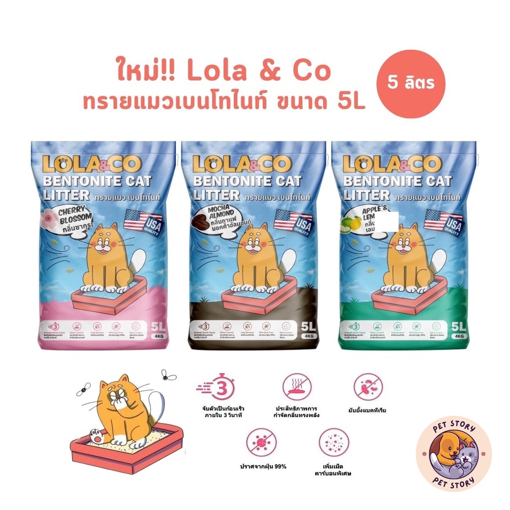 New!! Lola & Co Bentonite Cat Litter Inhibits Bacteria Quick Grip Dust