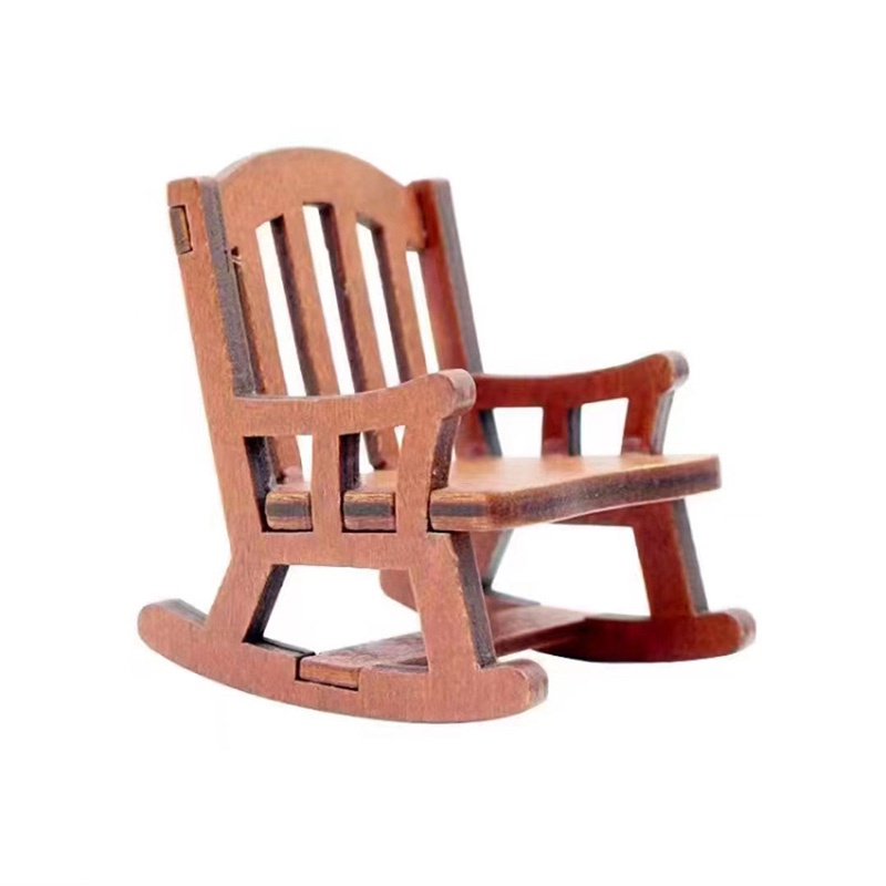 Mini Wooden Rocking Chair Dollhouse Miniature Furniture Chair for Mini ...