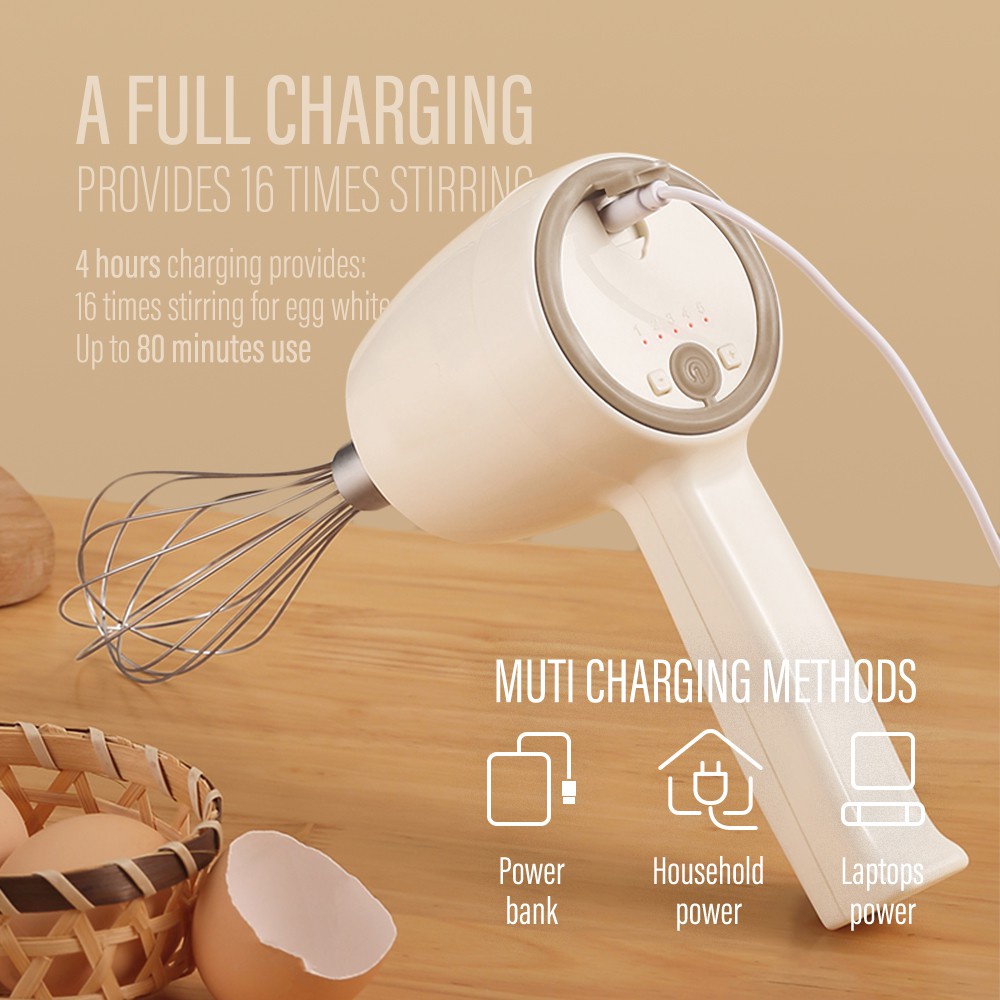 Hand mixer Mixer Wireless Stainless Steel Egg Beater Electric Whisk