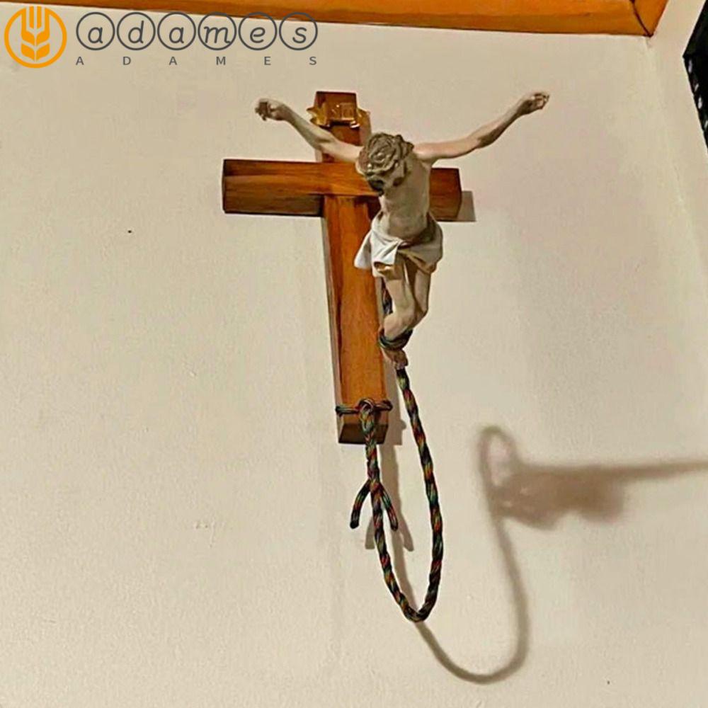 ADAMES Catholic Bungee, Decorative Resin Jumping Jesus Cross, Hangable