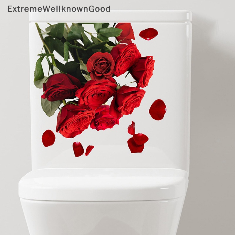 [ExtremeWellknownGood] Roses Toilet Seat Stickers Red Flowers Toilet ...