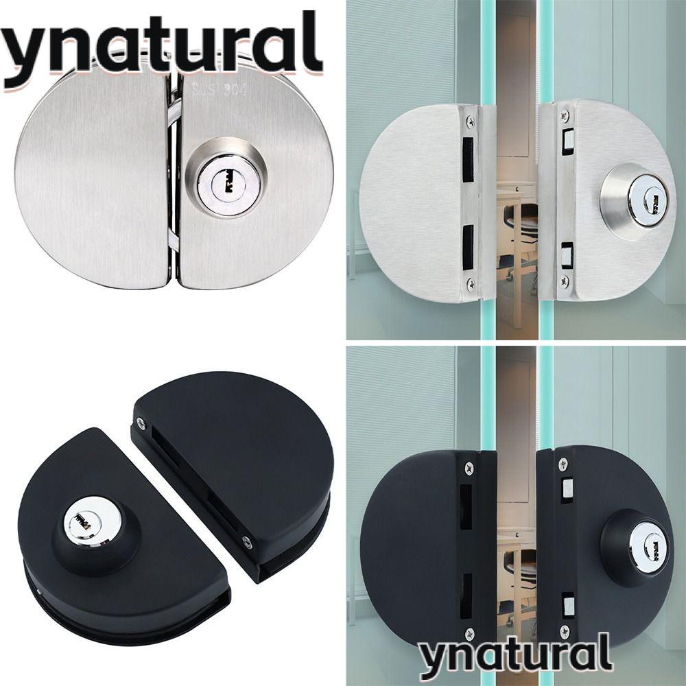 YNATURAL Glass Door Lock PunchFree Double Open Sliding Stainless Steel
