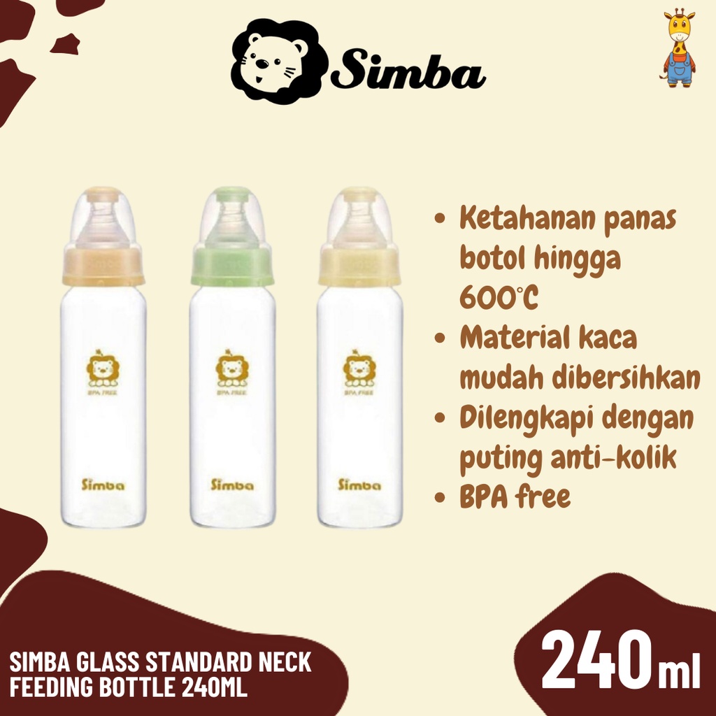 Simba Glass Standard Neck Feeding Bottle 240ml - Baby Bottle | Shopee ...