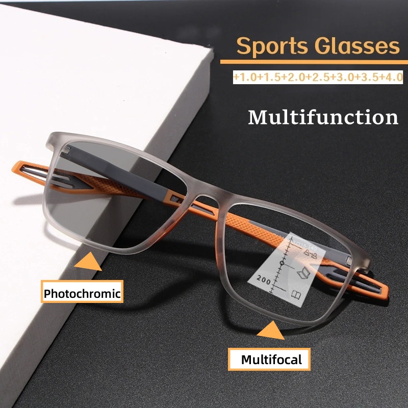 Men Women Photochromic Multifocal Reading Glasses TR90 Frame ...