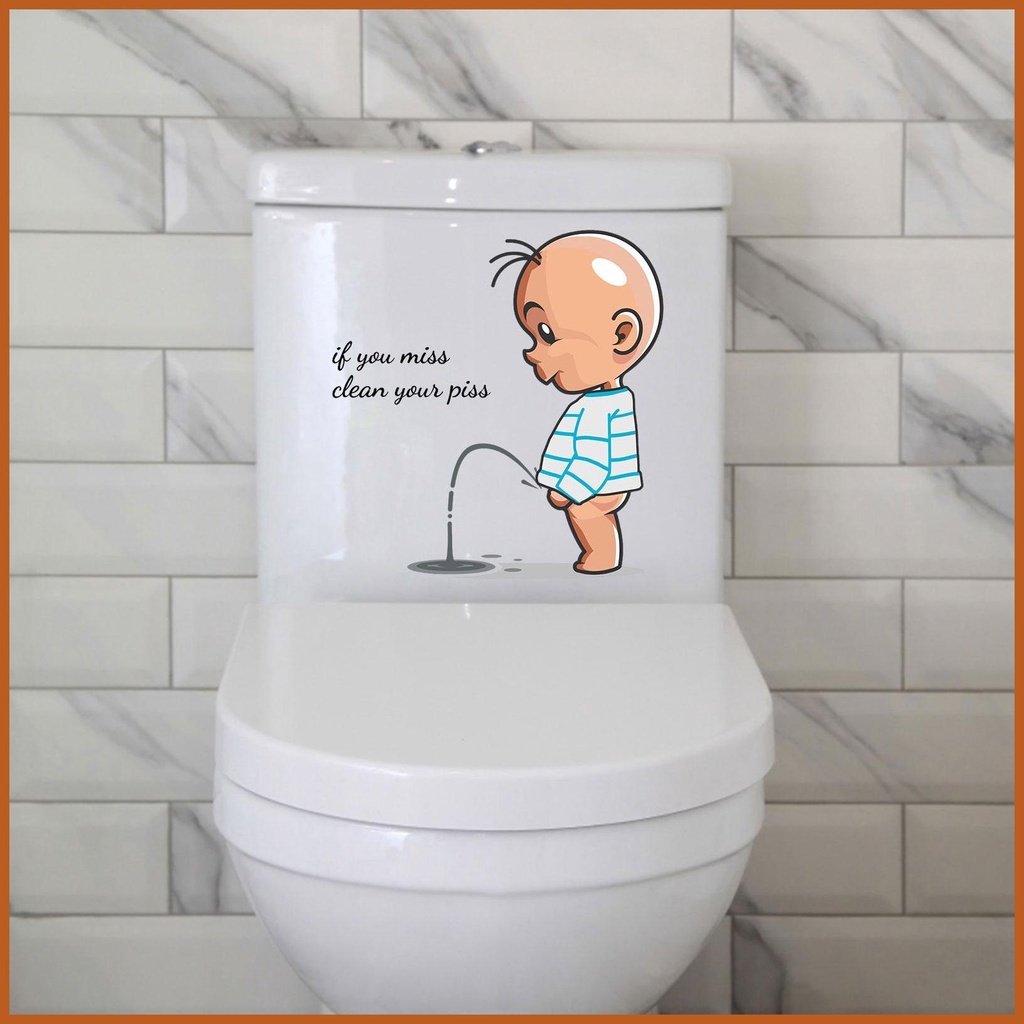 Toilet Lid Decals Clean Your Piss Waterproof Toilet Decals Kid Peeing ...