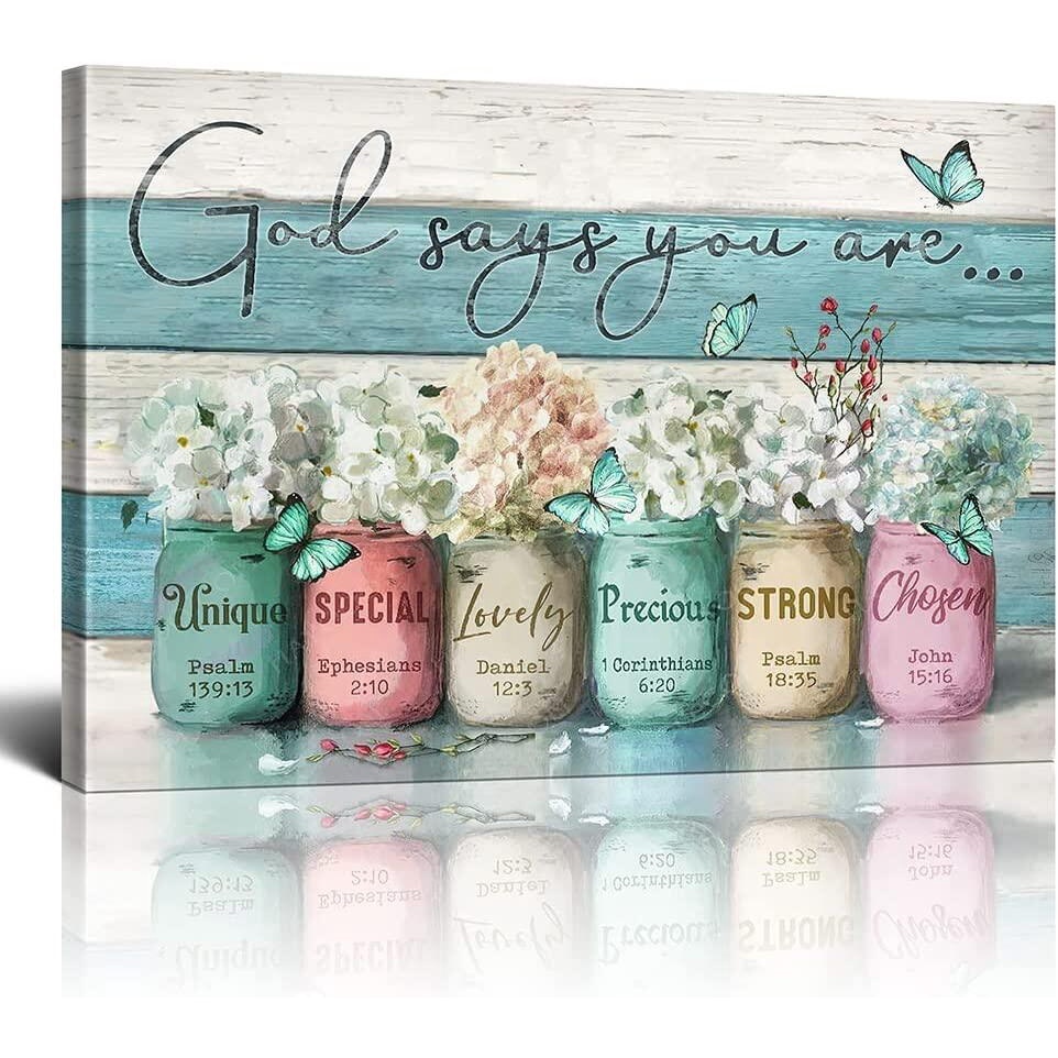 God Says You Are Canvas Wall Art Bible Scripture Decoration Daisy ...