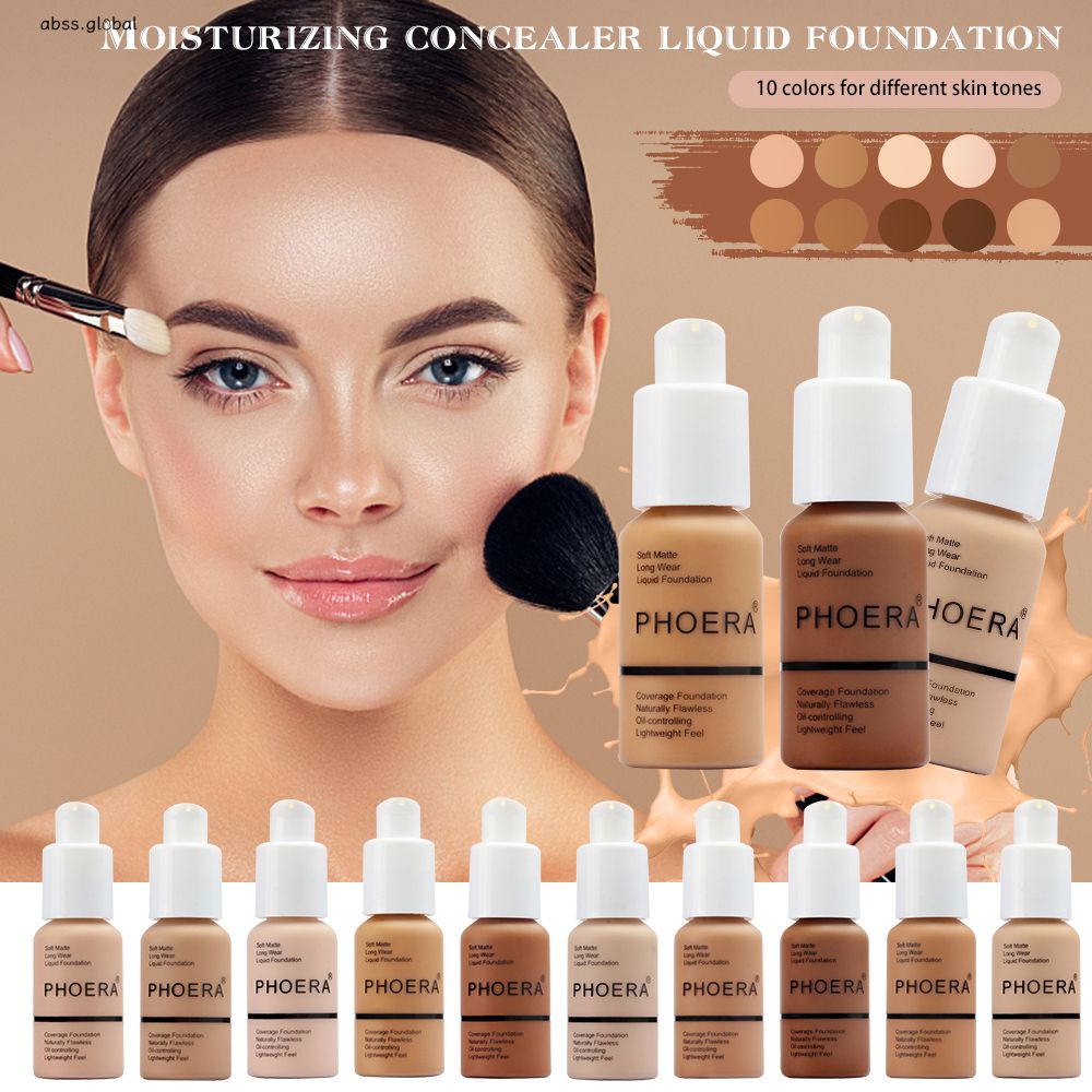 Phoera Face Foundation Base Makeup Matte Oil Control Concealer Full Coverage Liquid Foundation 