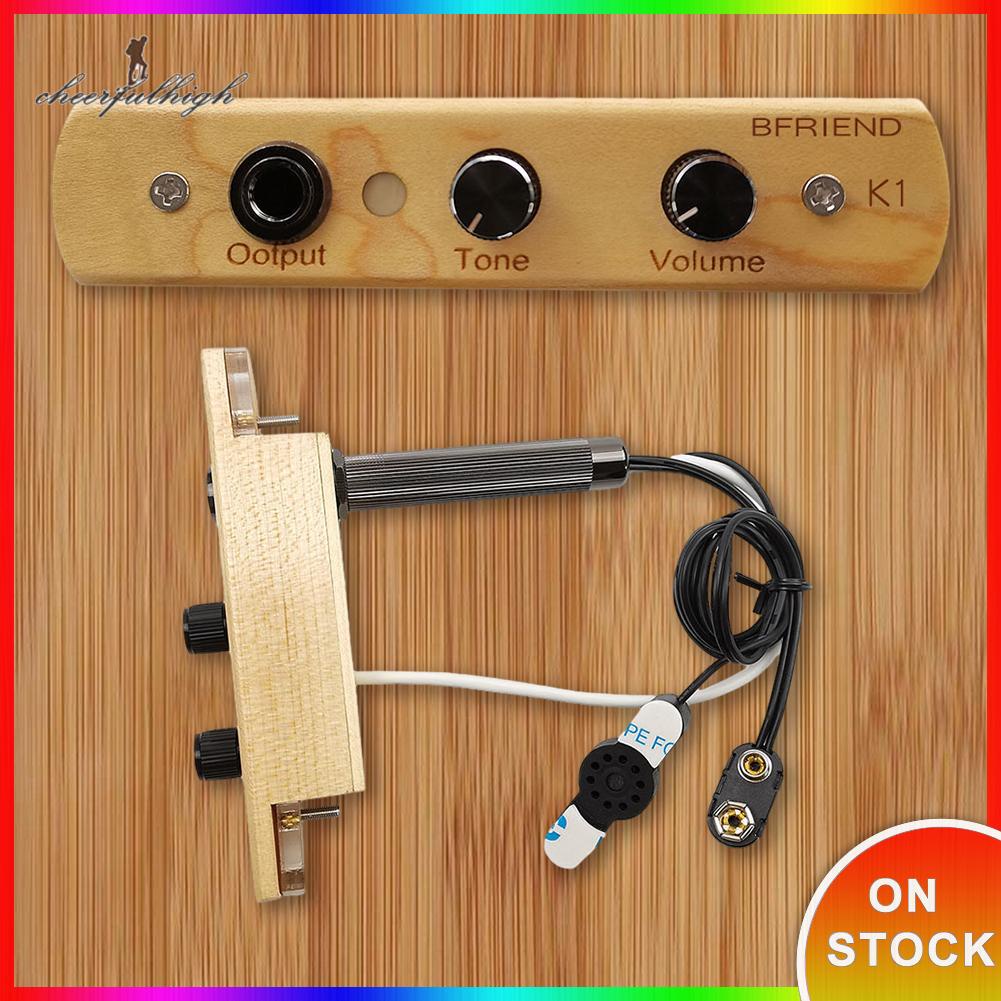 cheerfulhigh Cajon Drum Pickup with Tone Volume Control Cajon Box Drum Preamp/Pickup Microphone