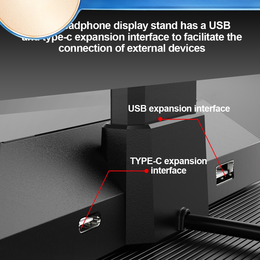 RGB Headphones Stand with USB Ports and TypeC Charging Port Headphone