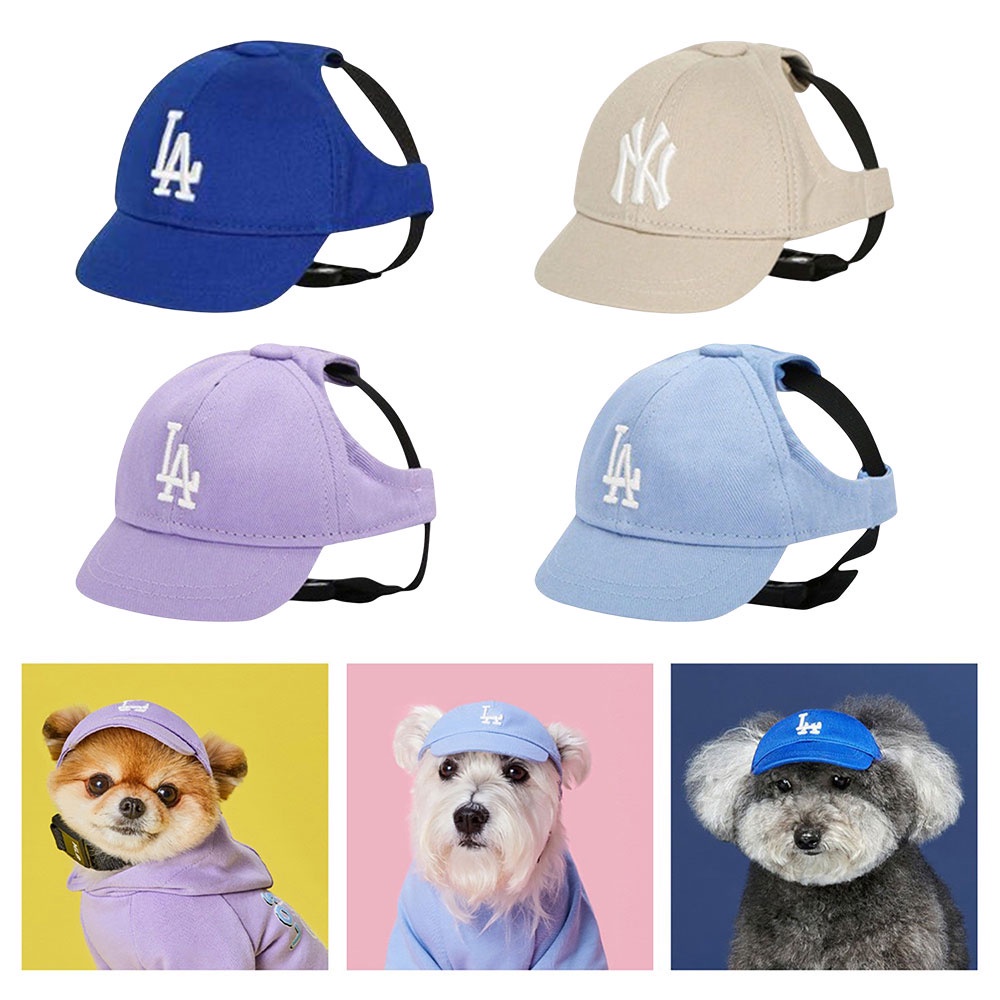 thumbnail image 2 of DECOMELODY Pet Baseball Cap - Adjustable Dog Hat For Small Dogs & Cats In Sky Blue Cotton 2 of 10