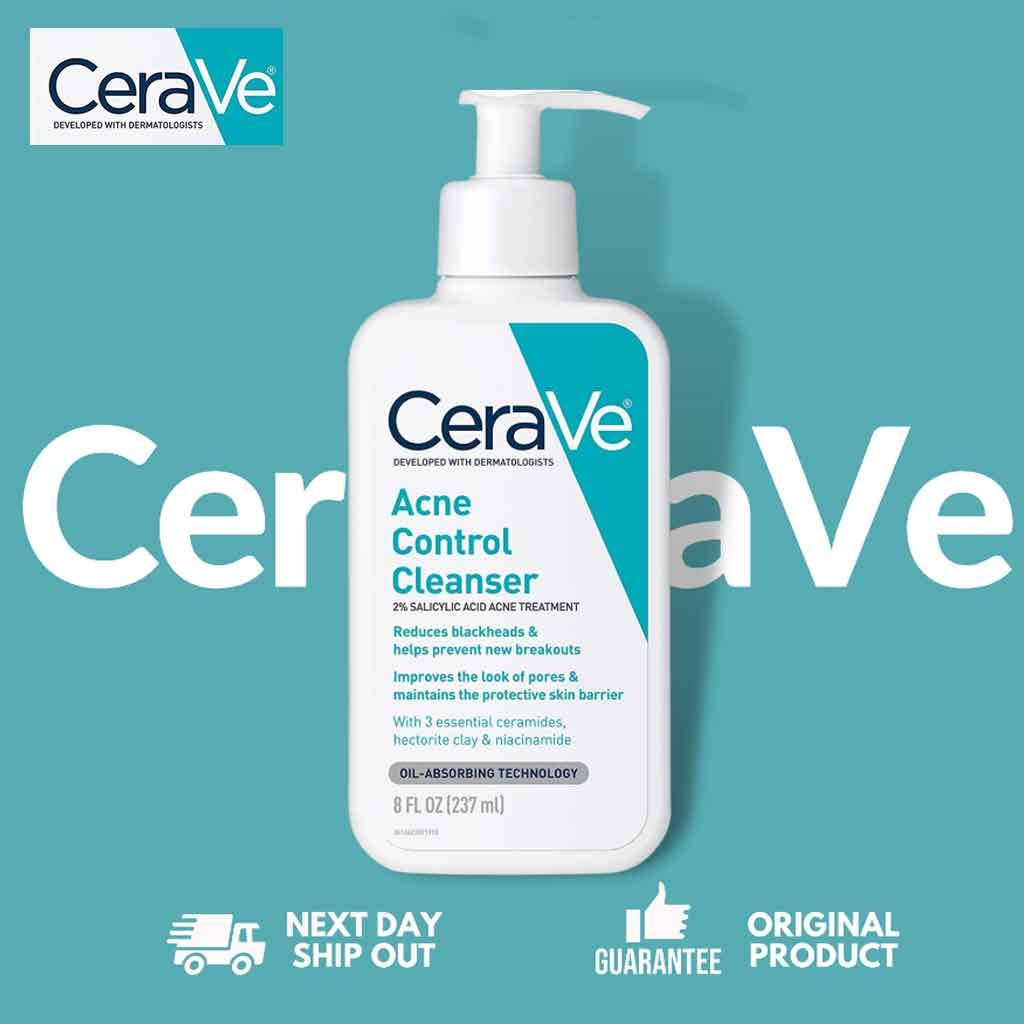 CeraVe Acne Control Cleanser 237ml| Acne Foaming Cream Cleanser & Gel ...
