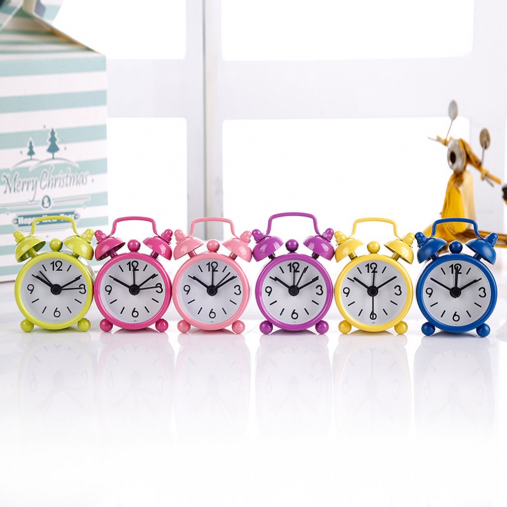 Compact Analog MINI Clocks Double Bell Alarm Clock Bedside Nightstand