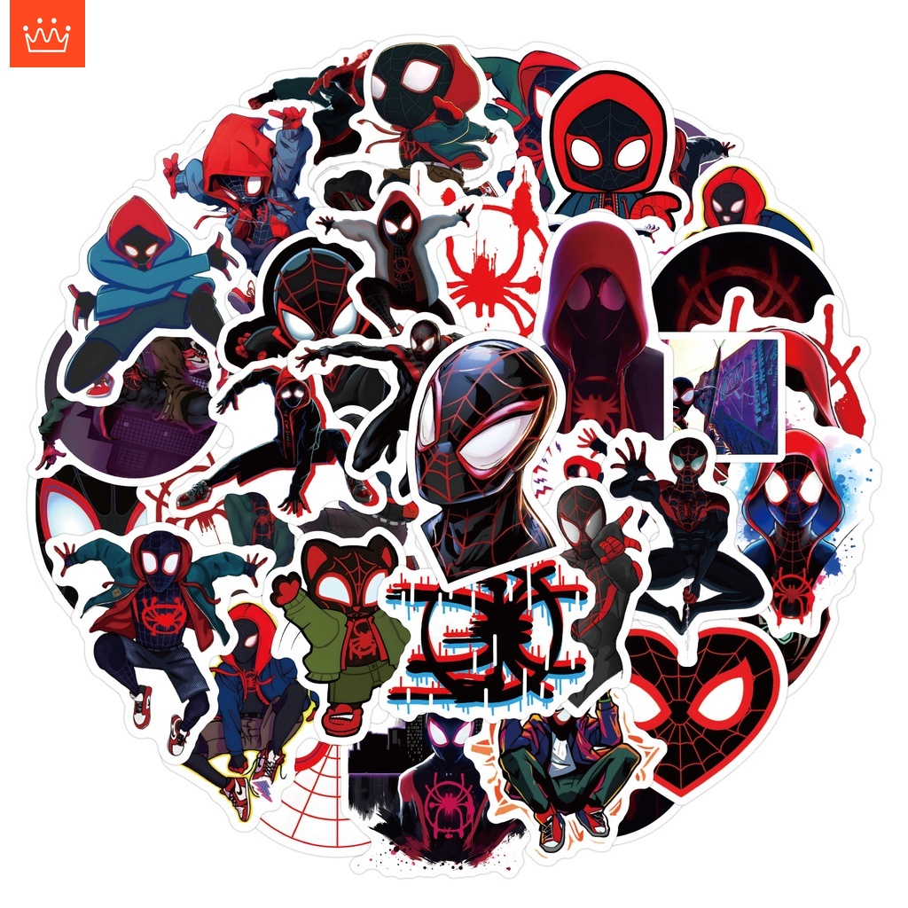 J· Miles Morales Spider Man Stickers Set Cartoon Graffiti Waterproof