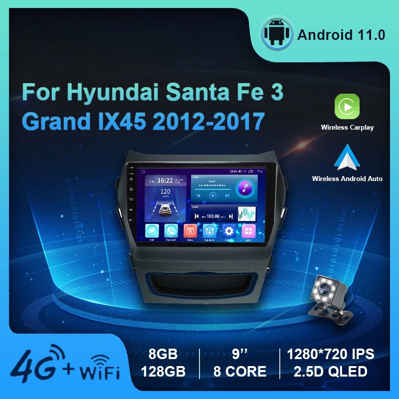 Android 11 Car Radio For Hyundai Santa Fe 3 Grand IX45 2012-2017 8+128G ...