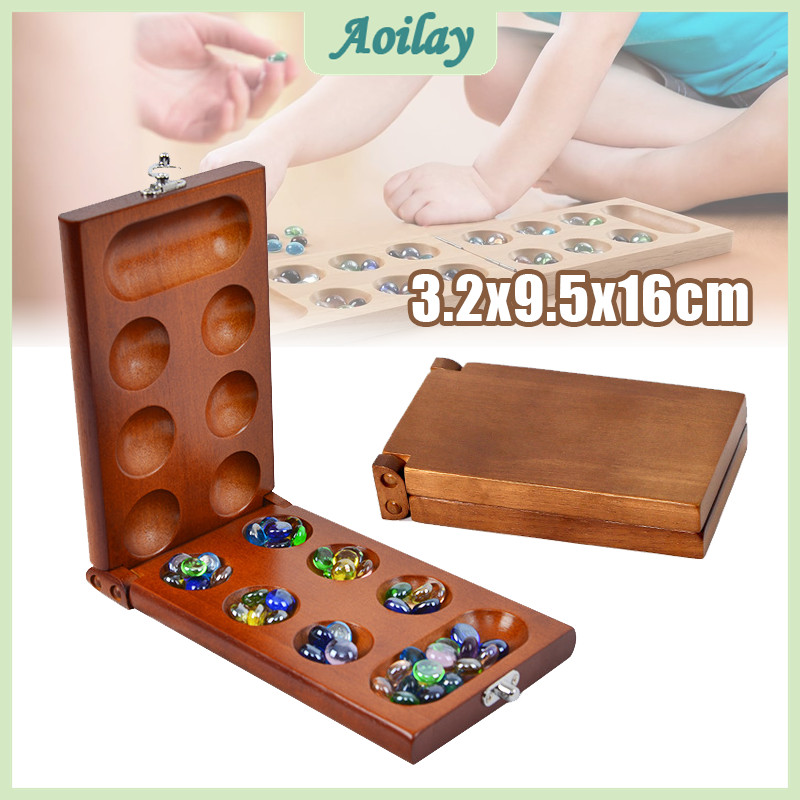 Mancala African Stone Board Game Wooden Foldable SUNGKA Game Set Travel ...