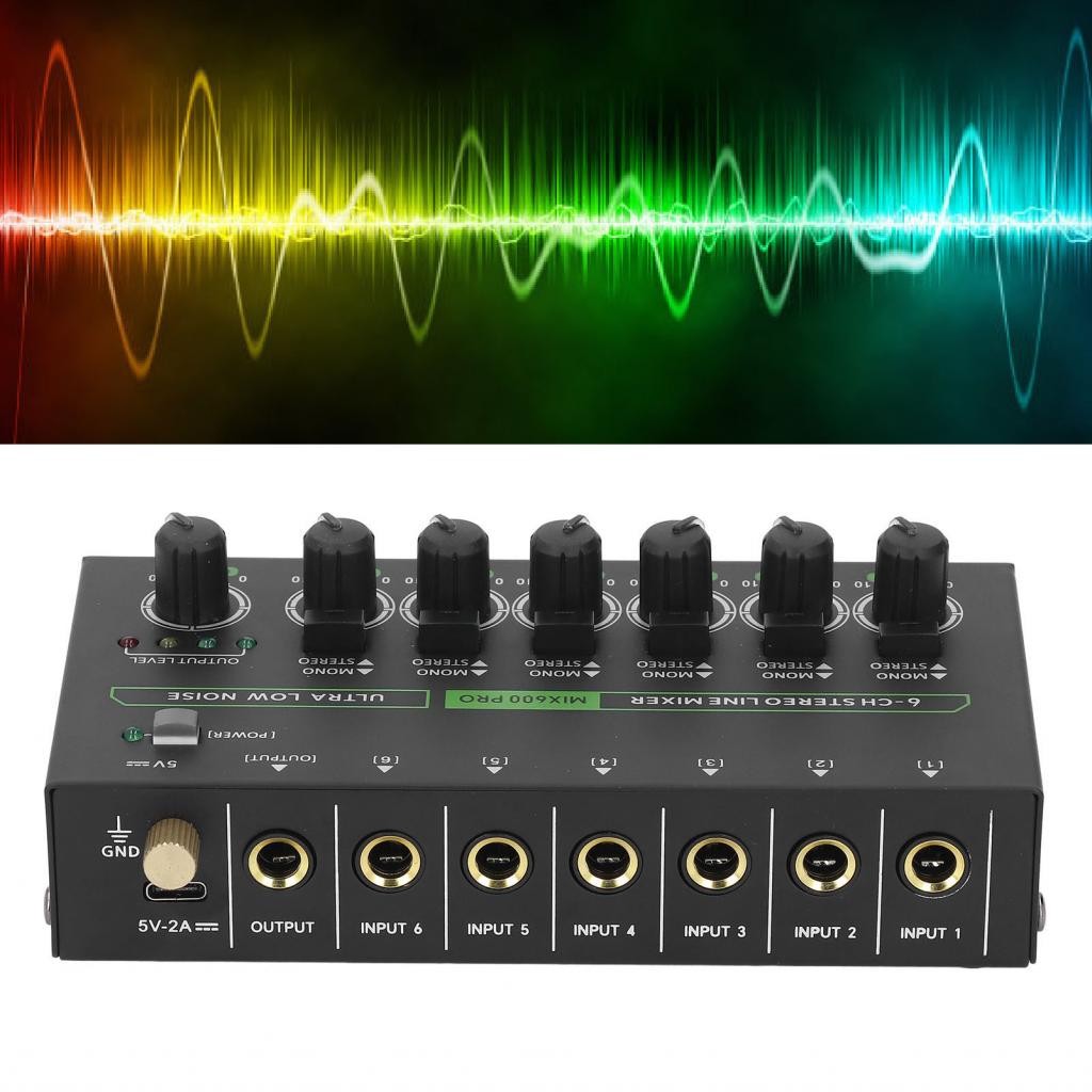 Zhenl 6 Channel Audible Mixer with RGB Light Audio Stereo Mono ...