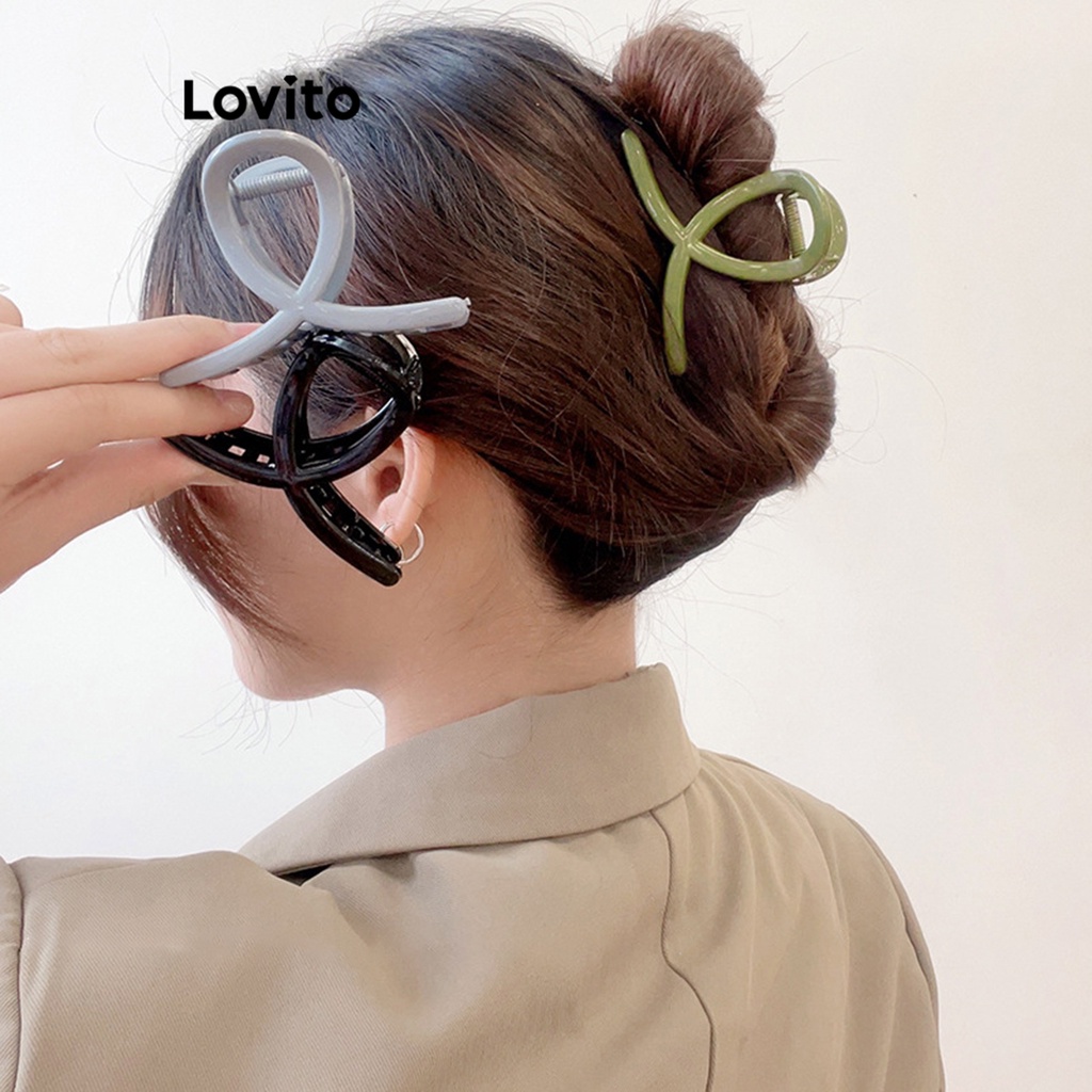 Lovito Women Basic Hair Clips L63AD106 (Khaki/Green/Blue/Black ...