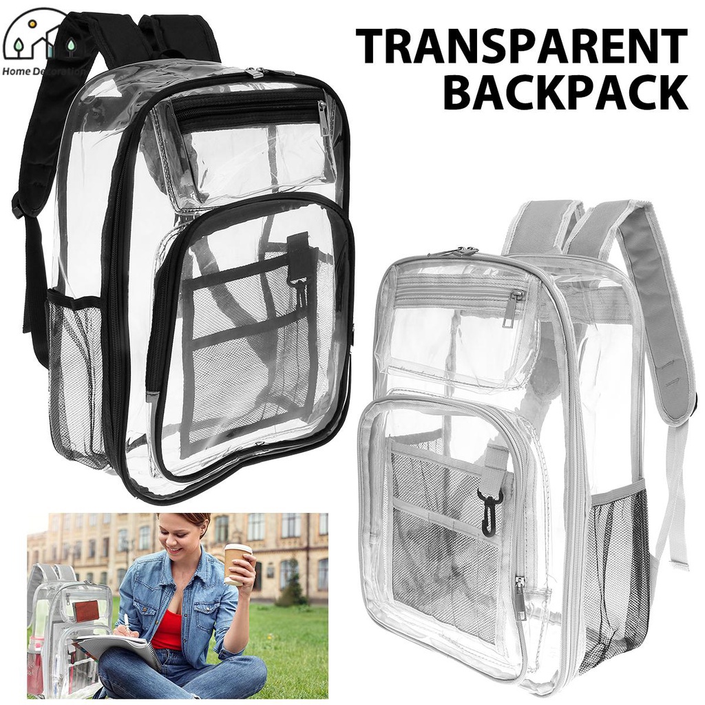 Heavy Duty Clear Backpack Large PVC Transparent Bookbag for Women