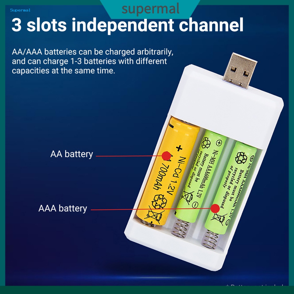 [COD] Battery Charger Safe Fast Charging with LED Indicator 3 Slots USB