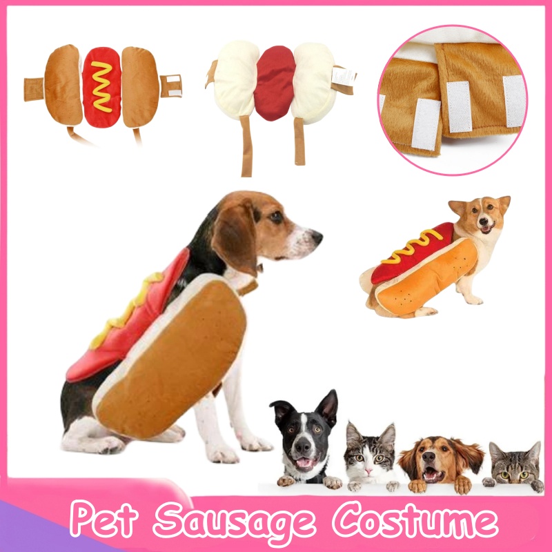 Hot Dog & Hamburger Pet Costume - Cute Dog Or Cat Costume For Small Pets (Yellow, Large)