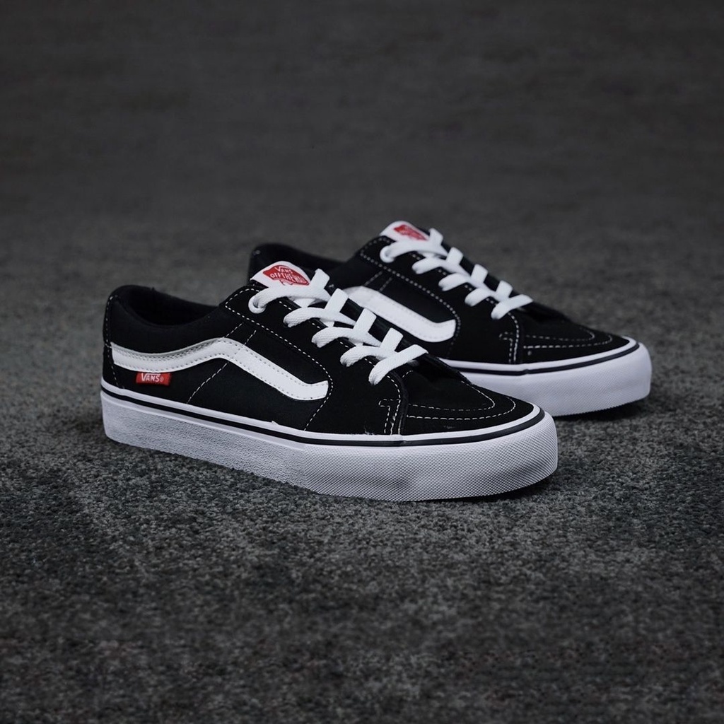 Vans SK8 Low Classic Black and White Casual Skateboarding Shoe Red ...