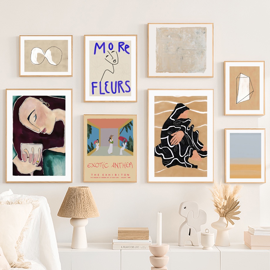 Photo inspiration: Visual Reference: Line Girl Figure Geometric Shape Wall Art Canvas Painting Nordic