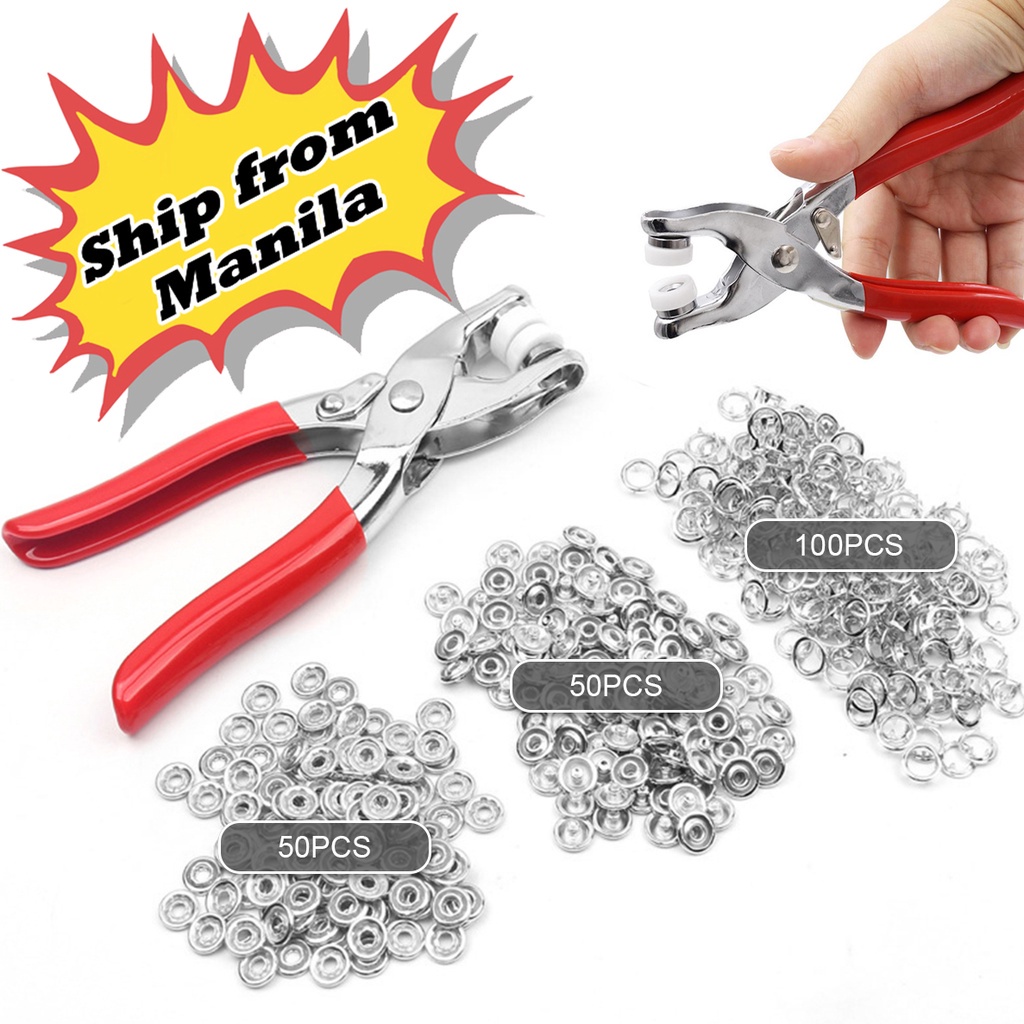 JS Metal Snap Button Kit Snap on Buttons and Snap Fastener Tool for Sewing Clothing Leather