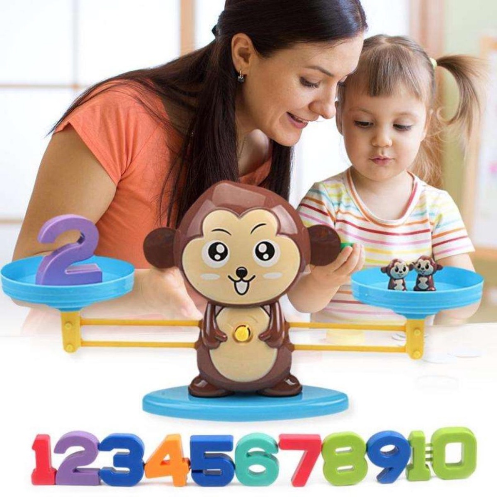 Montessori Math Toys Digital Monkey Balance Scale Puzzle Number Board