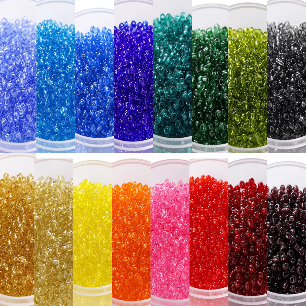 St. kunkka 600pcs 3mm Transparent Colored Glass Rice Beads Transparent ...