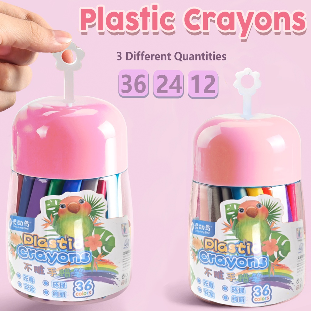 Plastic Crayons 36/24/12 Colors Painting Safe NonToxic Not Dirty Hand