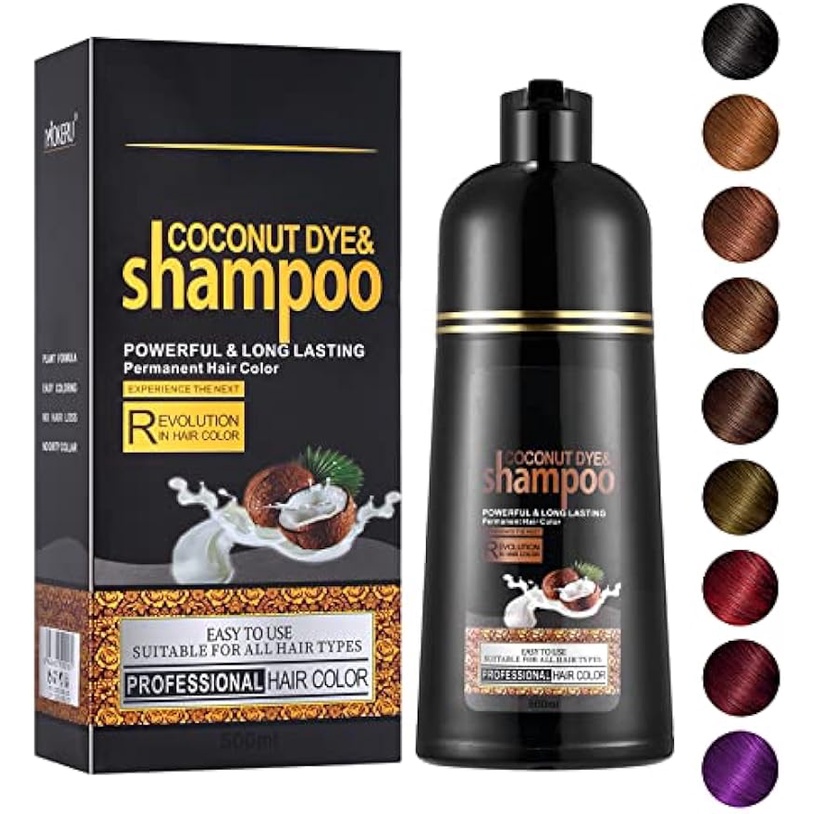 Coconut Oil Hair Dye Shampoo, 500ml Instant Hair Color Shampoo, Hair