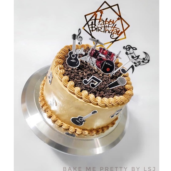 ♞Music theme cake/ Guitar cake topper/ Drums cake topper Shopee