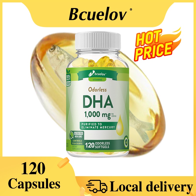 Bcuelov Unflavored DHA Fish Oil Supplement, Support Brain and Heart ...