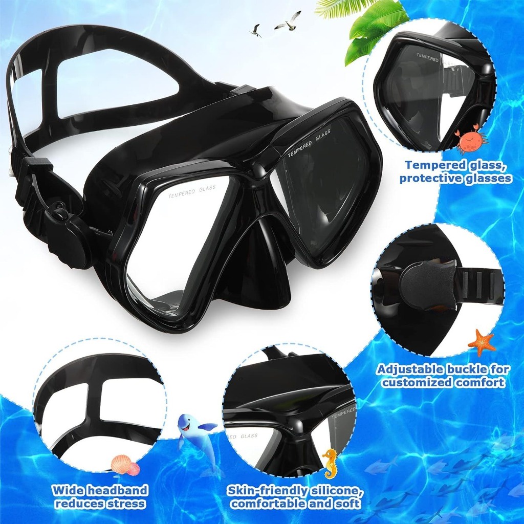 【hot sale】 FOTO Snorkeling Set for Adult Tempered Glass Diving Snorkel