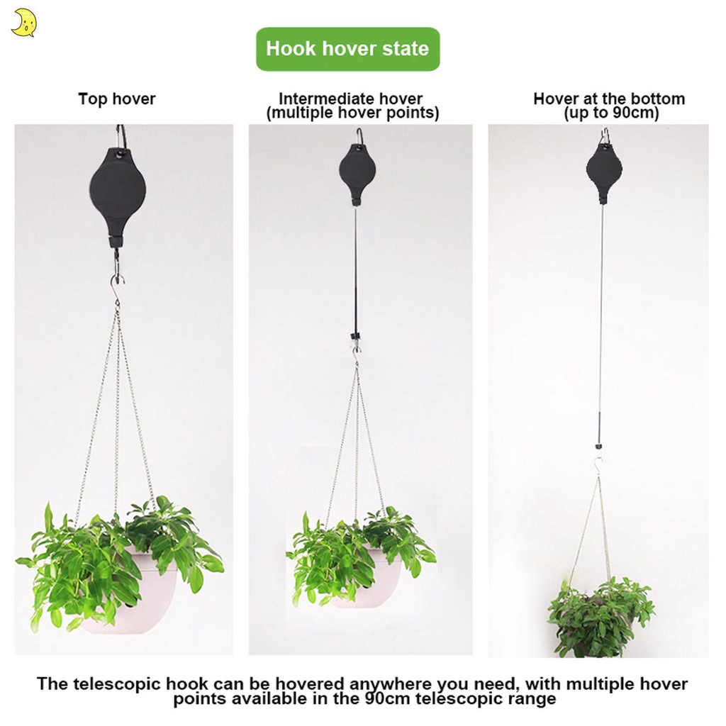 Retractable Pulley Plant Hanger Easy to Reach Hanging Flower Basket