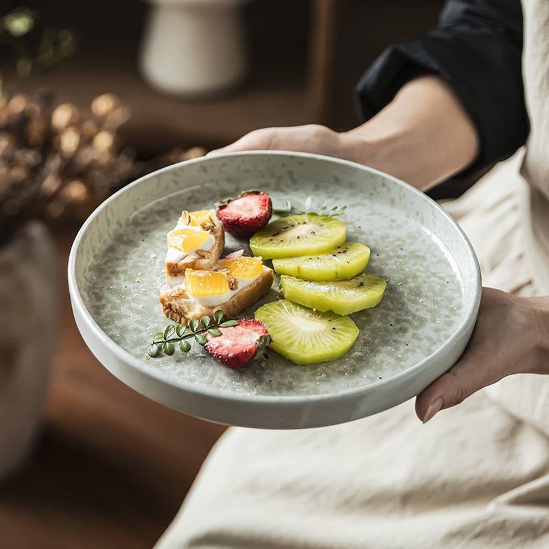 Living Plus Rustic Sage Glazed Ceramic Dinner Plate Dessert Plate Soup ...