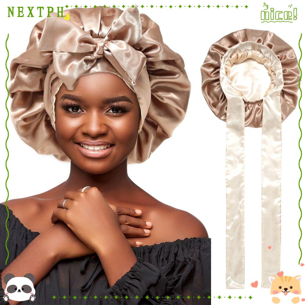 NEXTPH Satin Sleep Cap, Adjustable Doublelayer Silky Satin