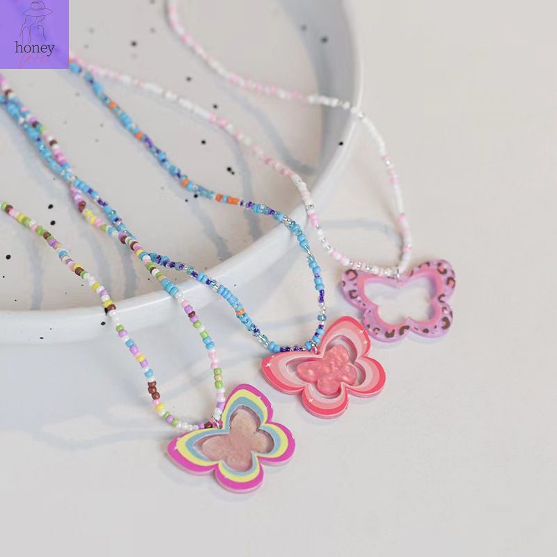 Firstmeet Chunky Acrylic Beads Necklace And Earrings Set - Multi-layer Collar Jewelry For Women