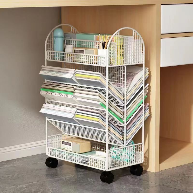 Bookshelf under Table Shelf Desk Small Bookshelf Movable High School